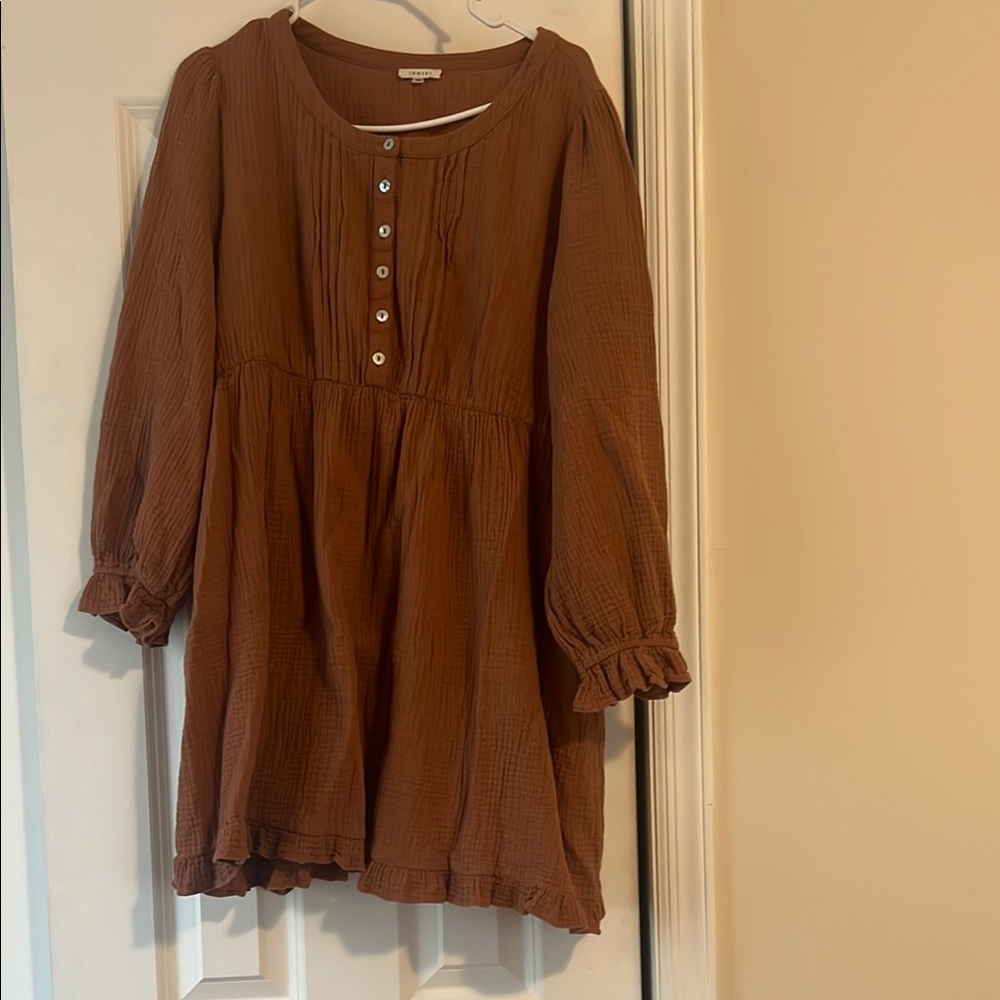 Brown Button-Up Women's dress
